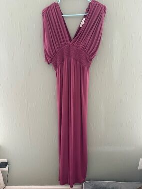 Emerald Plum V-Neck Maxi Dress